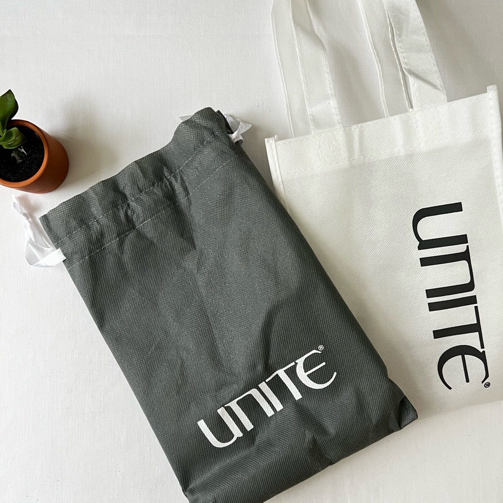 Unite hair care reusable bag and drawstring pouch + bonus gift